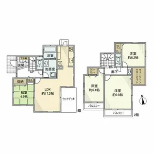 神奈川県横浜市港北区富士塚2【一戸建】の間取り