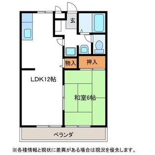 ラインハイツわたなべ B棟【1階】の間取り