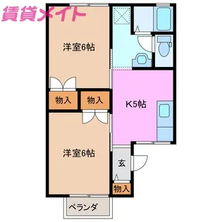 蓮花寺ハイツB【2階】の間取り