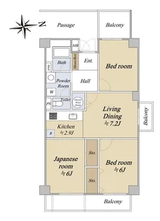 夕陽丘セントポリア【9階】の間取り