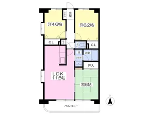 ヴェルドミール南林間【2階】の間取り