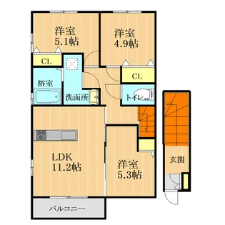 SEハイム A・B【2階】の間取り