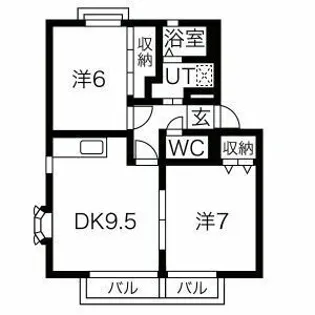 小山サングレイスA棟【2階】の間取り