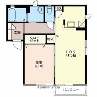 パーシモンK B【2階】の間取り