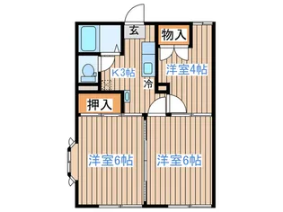 パ-クサイドハイツ山崎【1階】の間取り