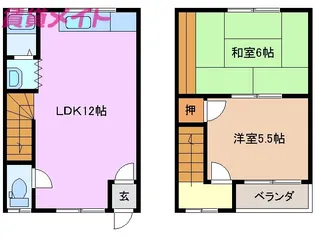 エクセルハイツ羽津山【1階】の間取り