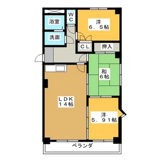 グリーンヒルズ白山【1階】の間取り