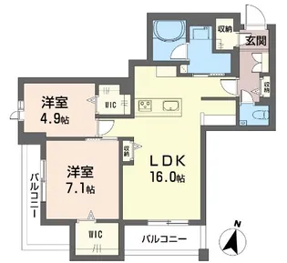 アリスティオ赤羽北【2階】の間取り