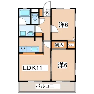 福島県郡山市御前南6【アパート】の間取り
