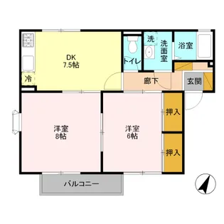 タツミハイツB【1階】の間取り