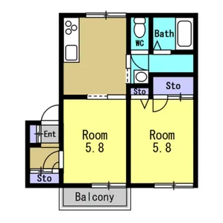 秋田県大仙市大曲福見町【アパート】の間取り