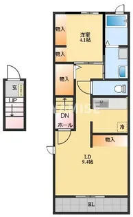 メゾン・カレII【1階】の間取り