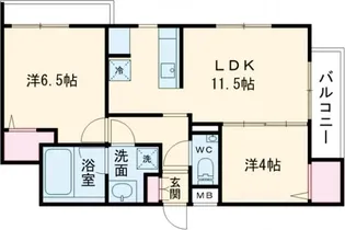 2LDKの間取り画像