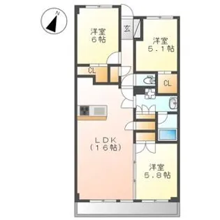 ザ・パークハウス名古屋【16階】の間取り