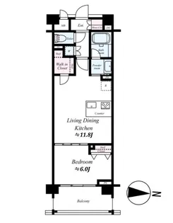グラントレゾール駒形【6階】の間取り