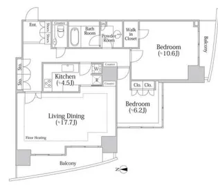 河田町ガーデン クラブフロア【31階】の間取り