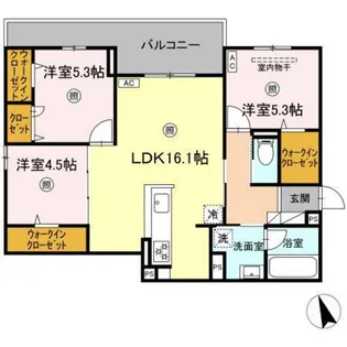 onewide祇園【2階】の間取り