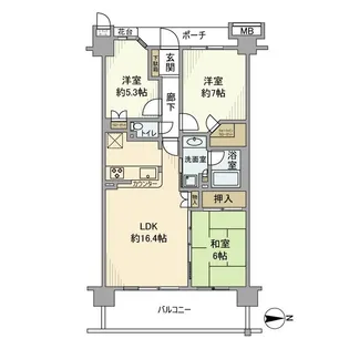 オーベルグランディオ萩中2号棟【8階】の間取り