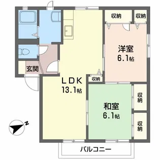 レインボーハイツ B棟【2階】の間取り