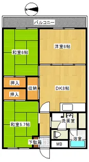 桜ヶ丘第二ハイツ【3階】の間取り