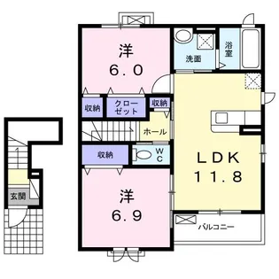 プレッソ・フランI【2階】の間取り