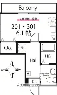 ハーミットクラブハウス川崎大師II【2階】の間取り