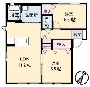 岡山県岡山市東区西大寺浜【アパート】の間取り