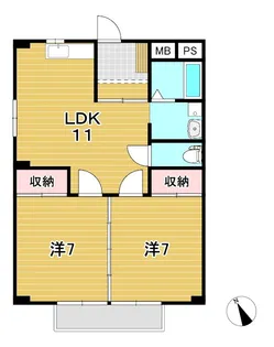 テクノハイム本宿 松【1階】の間取り