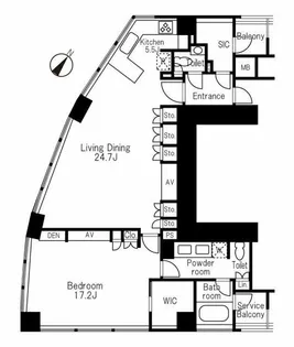 東京都港区六本木7【マンション】の間取り