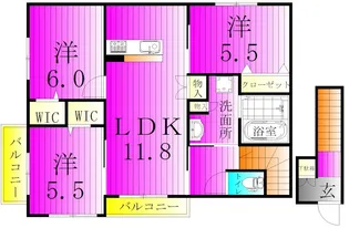 メゾンクレール日暮North【2階】の間取り