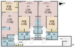 カインドネス八王子元横山町【3階】の間取り