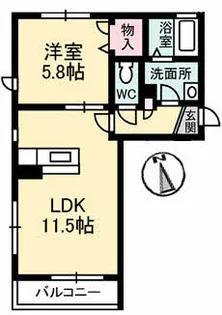 プロヌーブ富田【1階】の間取り