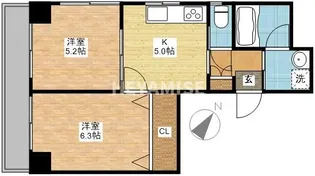 トラッド中央橋【6階】の間取り