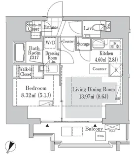 リブクオーレ神保町【6階】の間取り