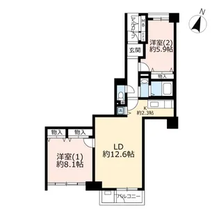 UR多摩ニュータウンビュープラザ向陽台【9階】の間取り