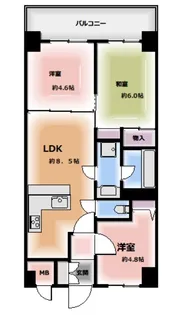 マートルコート調布グラン【6階】の間取り