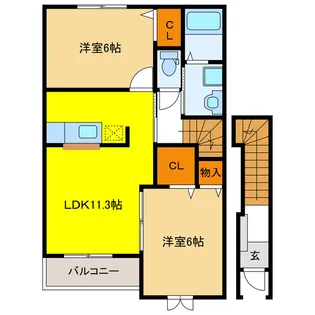 岐阜県羽島郡笠松町円城寺【アパート】の間取り