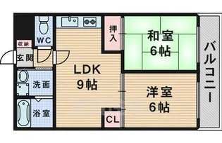 フリーデ豊中【3階】の間取り