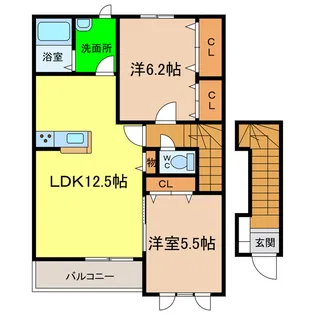 シャーメゾン丘A・B【2階】の間取り