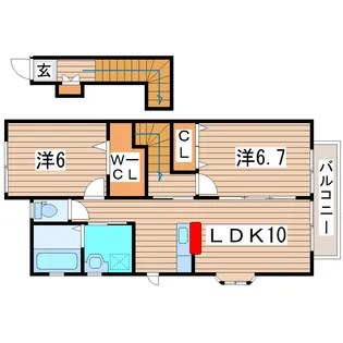 クレアトゥール C【2階】の間取り