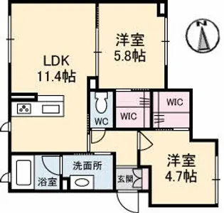 フルールK【1階】の間取り