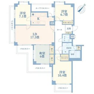 モア・クレスト玉川学園II【5階】の間取り
