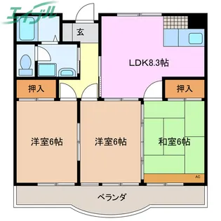 ユーレジデンスサンスター【4階】の間取り