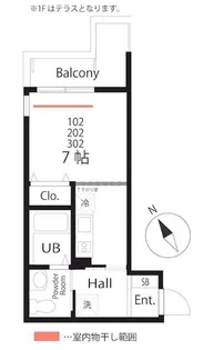 ハーミットクラブハウス横浜三ツ沢下町【2階】の間取り