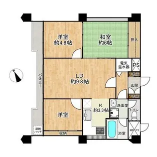 フラッツ景丘【3階】の間取り