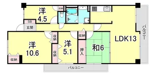 朝霧パークホームズ【1階】の間取り
