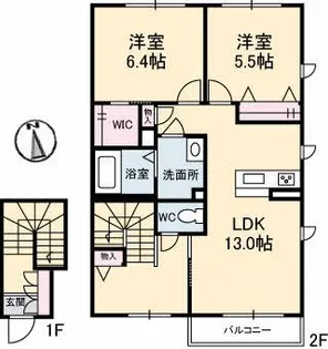 シャーメゾン浅野 B棟【2階】の間取り