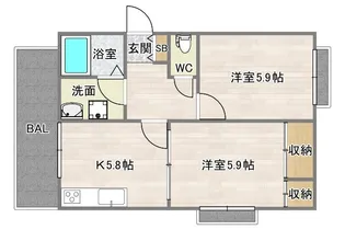 グレース阿倍野【1階】の間取り