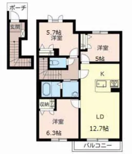 MAST COURT 加古川南 B棟【2階】の間取り