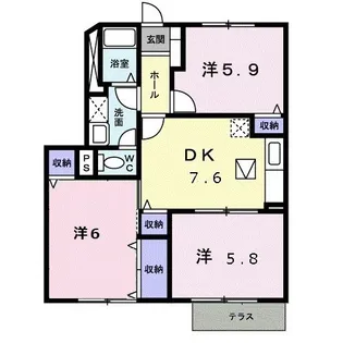 ブランドール B(磯城郡)【1階】の間取り